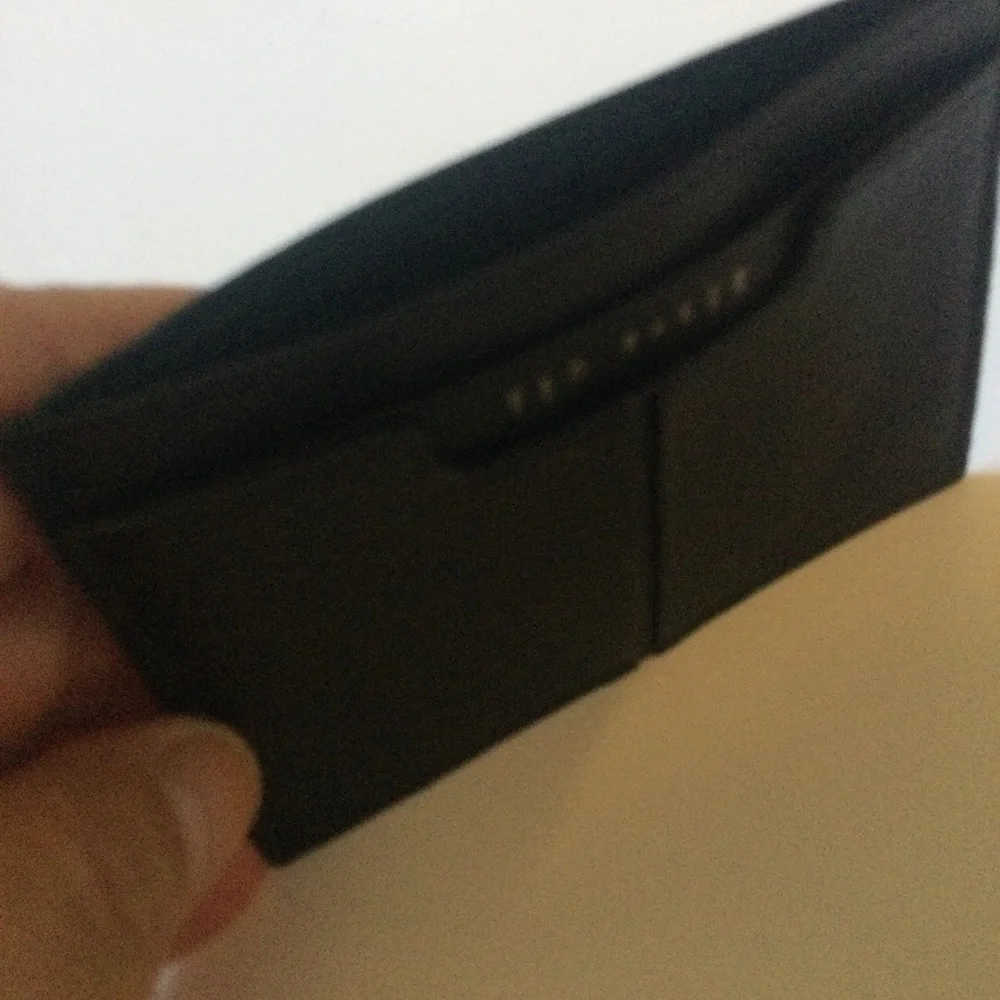 TED BAKER SANISE MENS LEATHER CARD HOLDER BLACK/GREEN NWOT